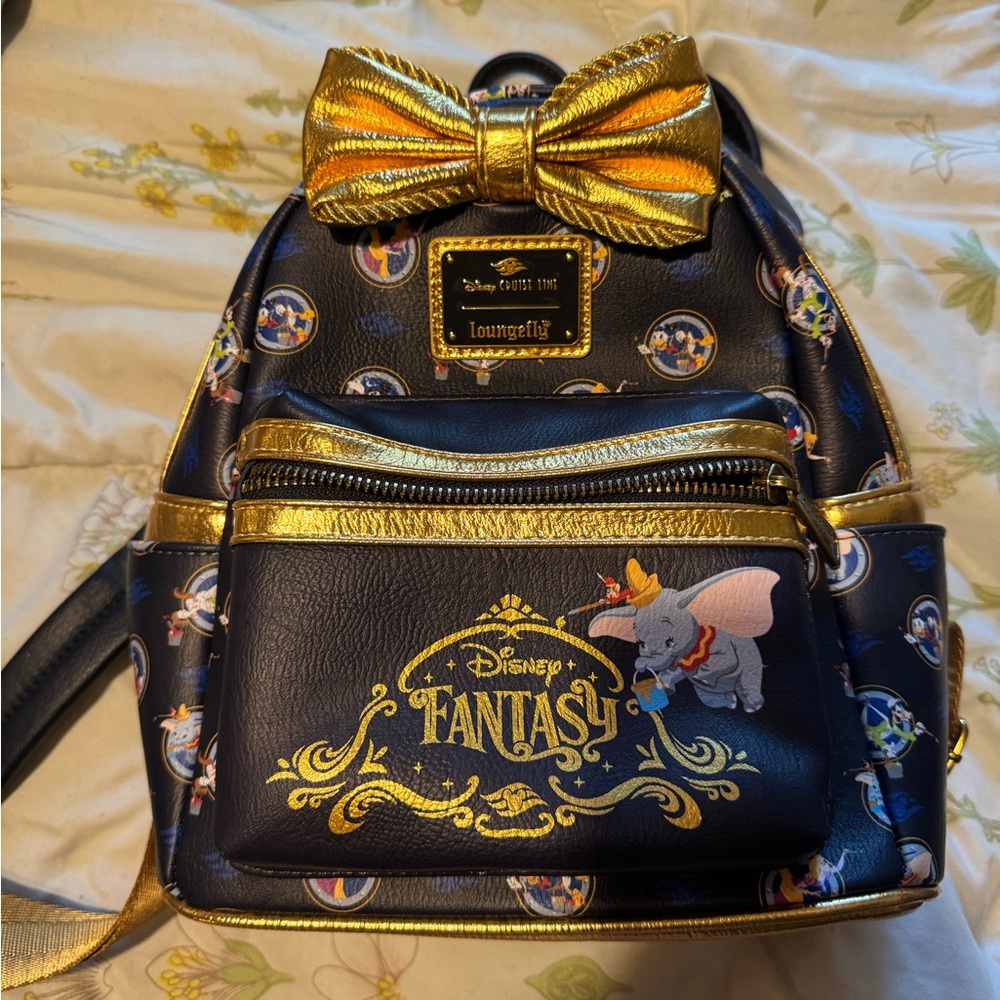 Loungefly Navy and Gold dumbo Fantasy Backpack